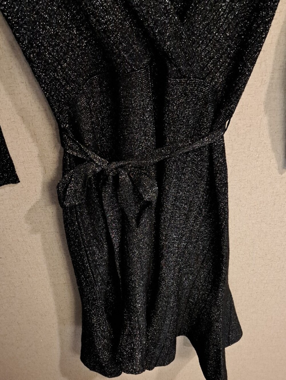 Cato Black Metallic Wrap Dress with Tie Waist - Picture 3 of 4